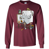 T-Shirts Maroon / YS Retrato de un Robot Youth Long Sleeve T-Shirt