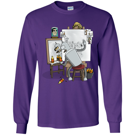 T-Shirts Purple / YS Retrato de un Robot Youth Long Sleeve T-Shirt
