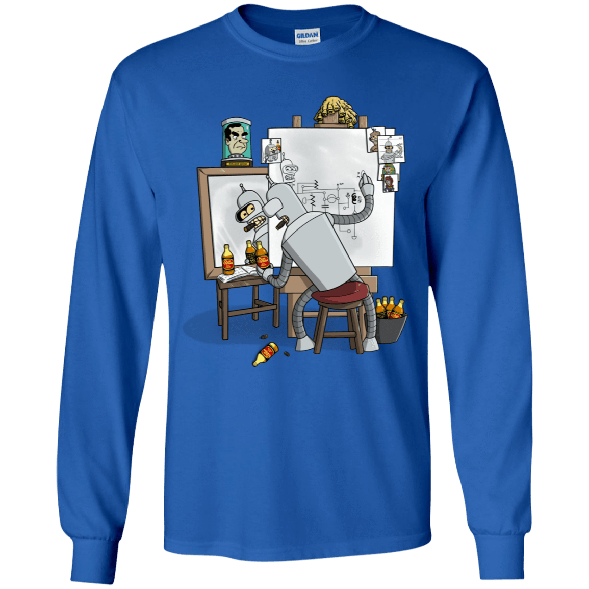 T-Shirts Royal / YS Retrato de un Robot Youth Long Sleeve T-Shirt