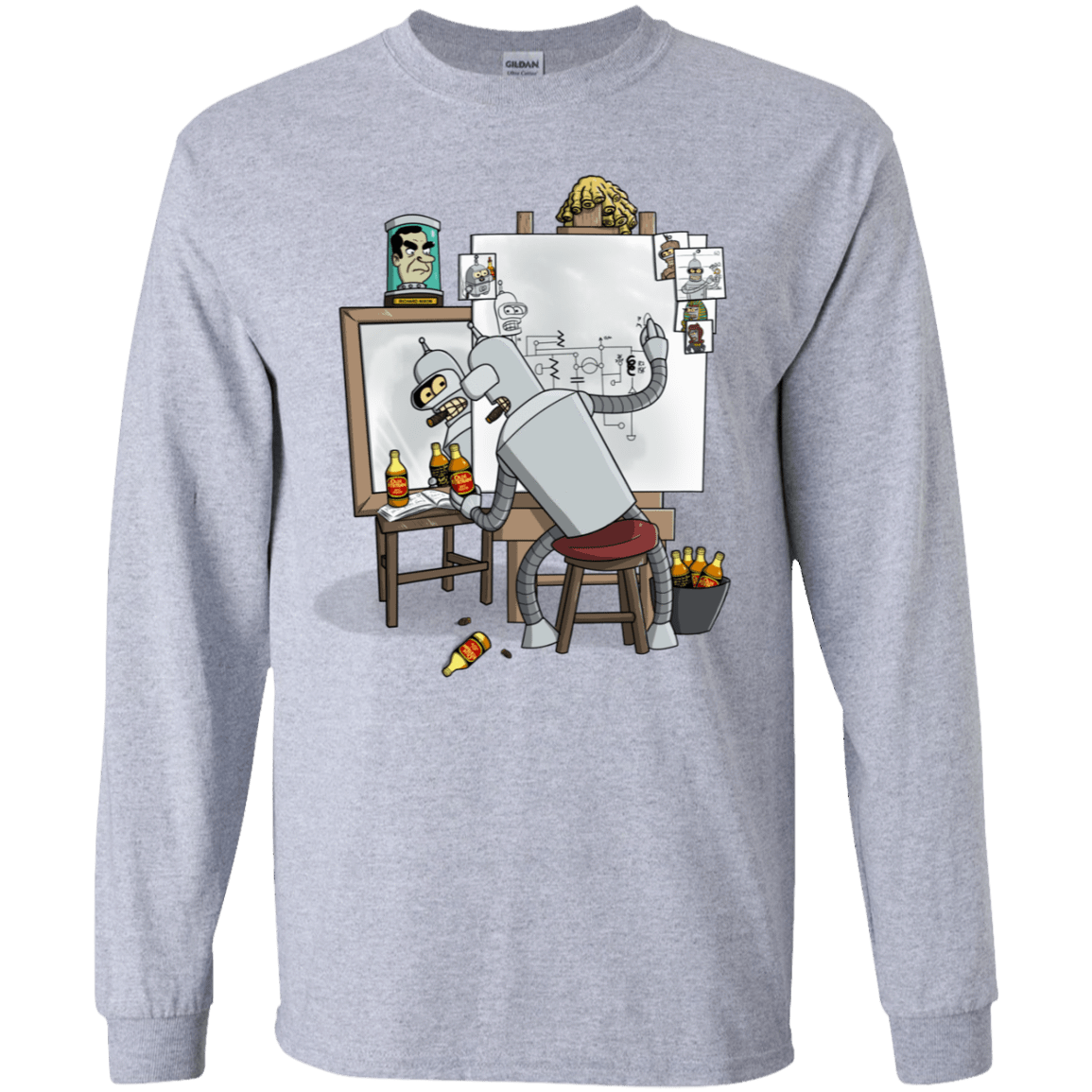 T-Shirts Sport Grey / YS Retrato de un Robot Youth Long Sleeve T-Shirt