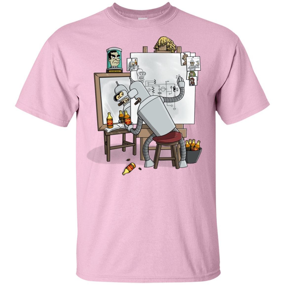 T-Shirts Light Pink / YXS Retrato de un Robot Youth T-Shirt