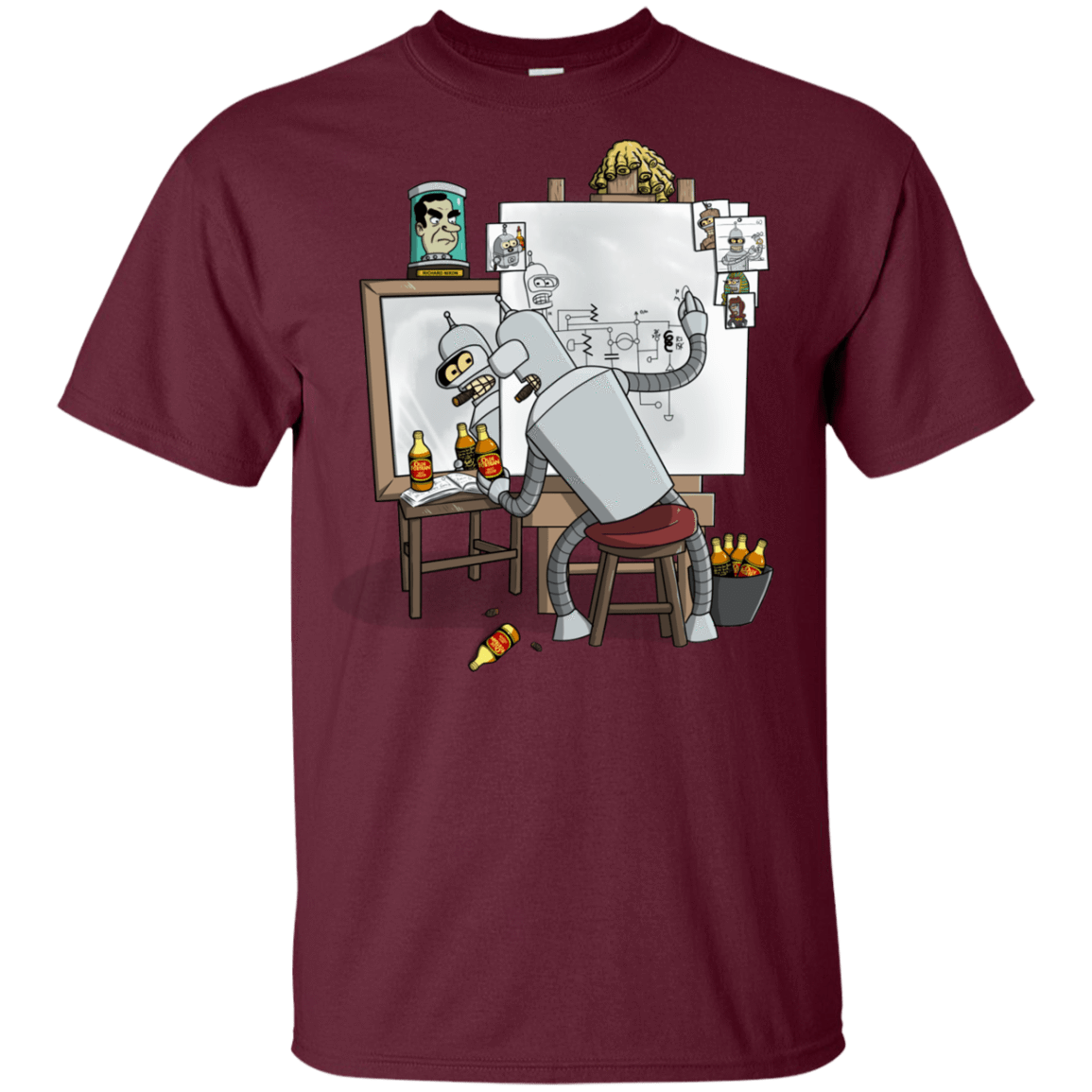 T-Shirts Maroon / YXS Retrato de un Robot Youth T-Shirt