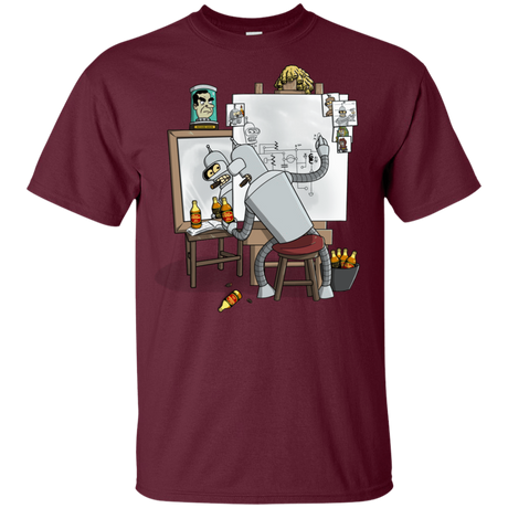 T-Shirts Maroon / YXS Retrato de un Robot Youth T-Shirt