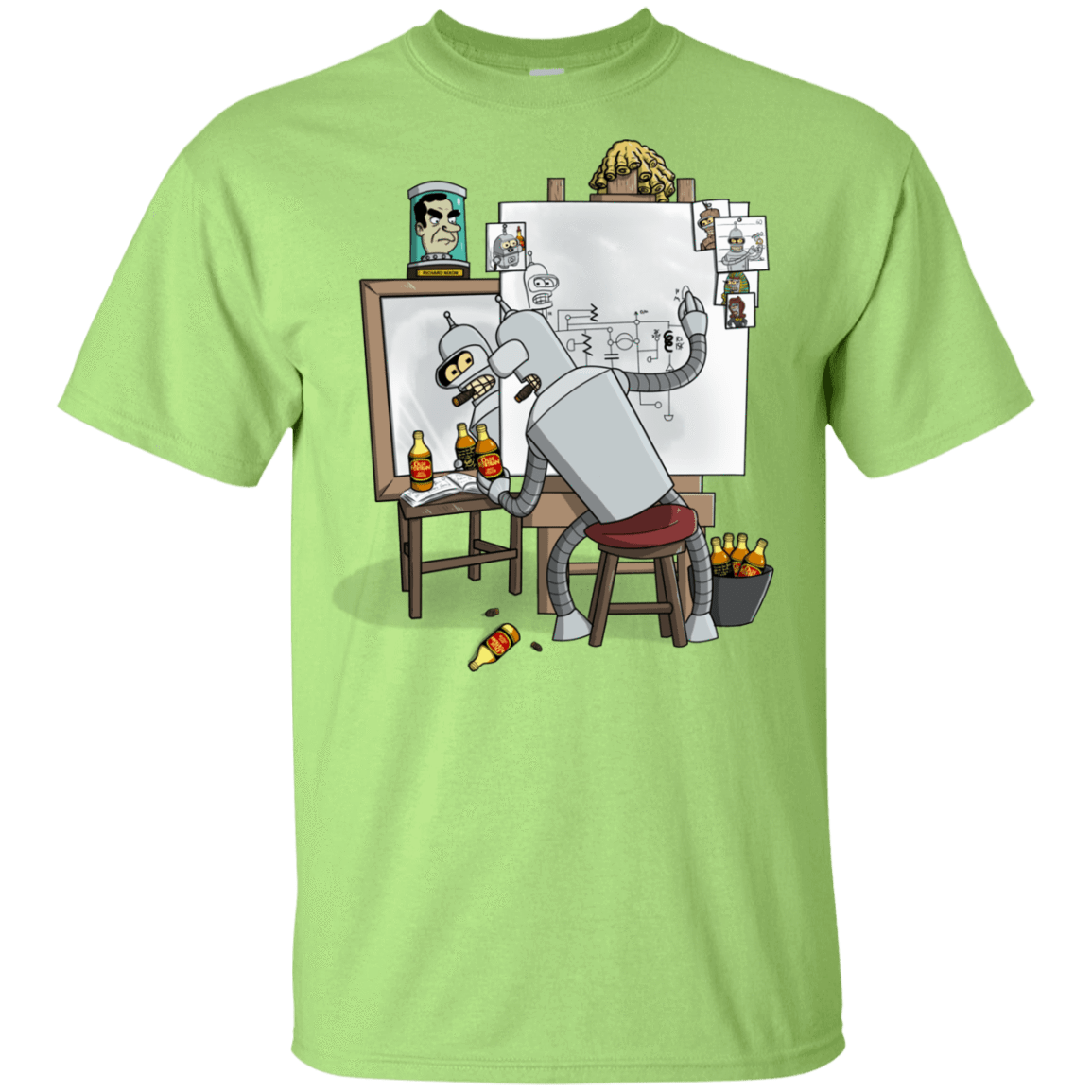 T-Shirts Mint Green / YXS Retrato de un Robot Youth T-Shirt