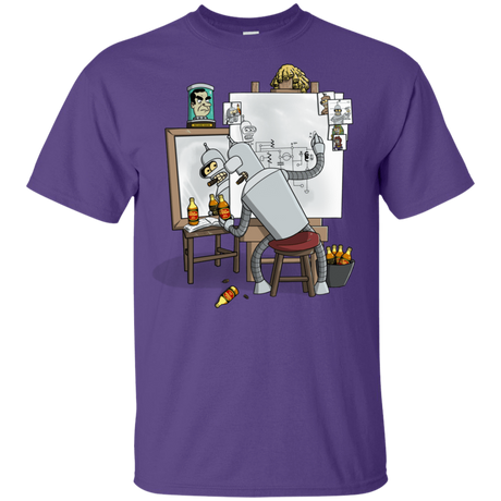 T-Shirts Purple / YXS Retrato de un Robot Youth T-Shirt
