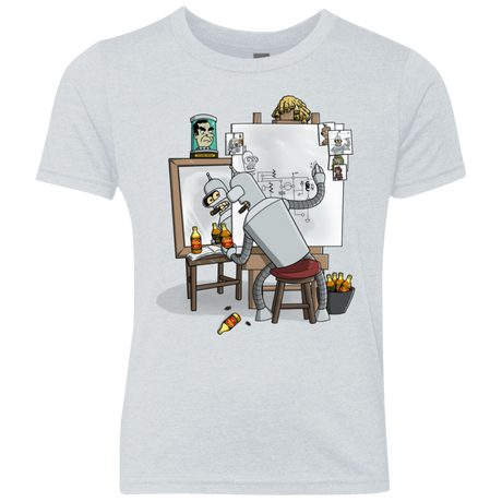 T-Shirts Heather White / YXS Retrato de un Robot Youth Triblend T-Shirt