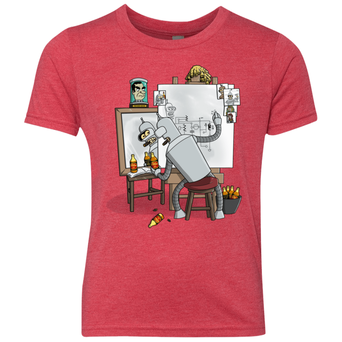 T-Shirts Vintage Red / YXS Retrato de un Robot Youth Triblend T-Shirt