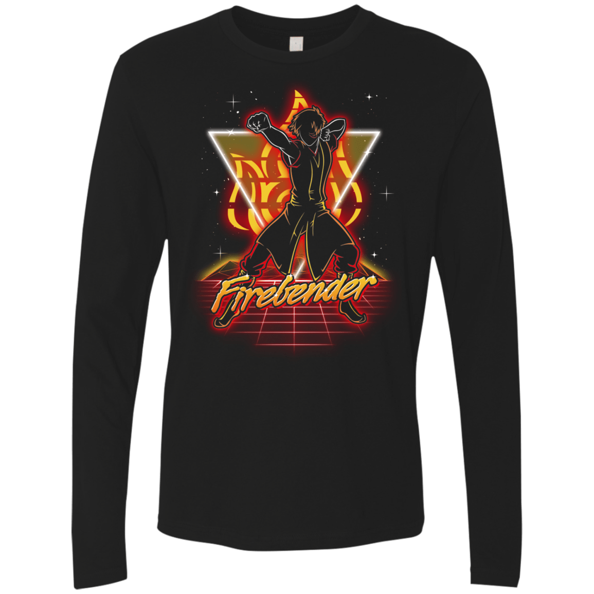 T-Shirts Black / S Retro Firebender Men's Premium Long Sleeve