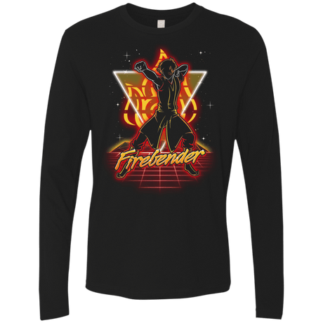 T-Shirts Black / S Retro Firebender Men's Premium Long Sleeve
