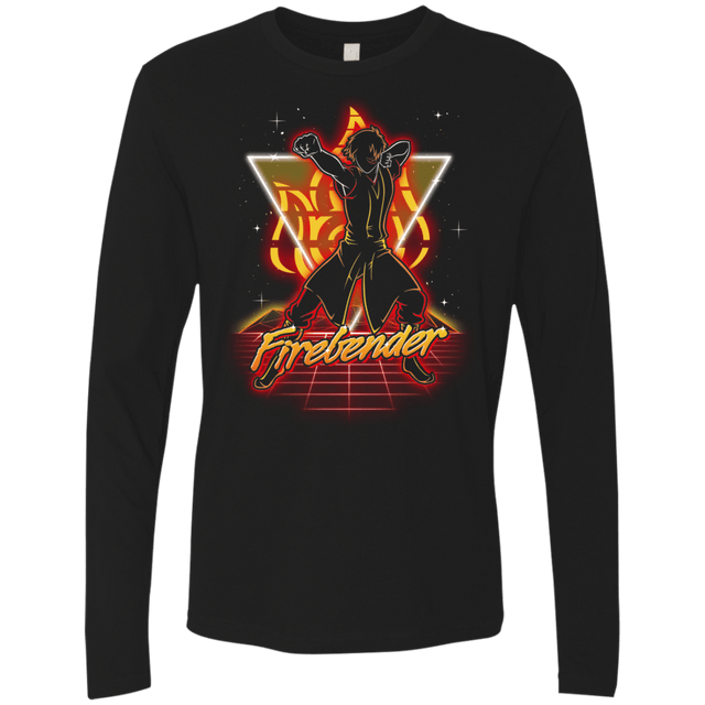 T-Shirts Black / S Retro Firebender Men's Premium Long Sleeve
