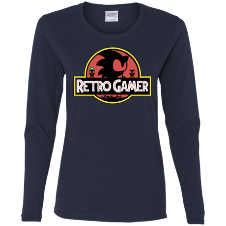 T-Shirts Navy / S Retro Gamer Women's Long Sleeve T-Shirt