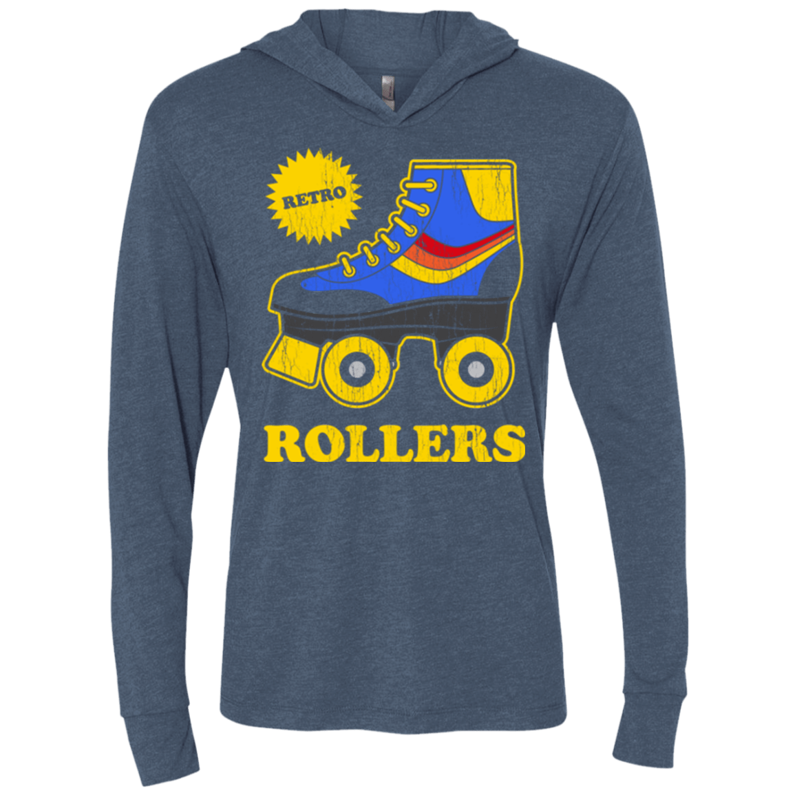 T-Shirts Indigo / X-Small Retro rollers Triblend Long Sleeve Hoodie Tee