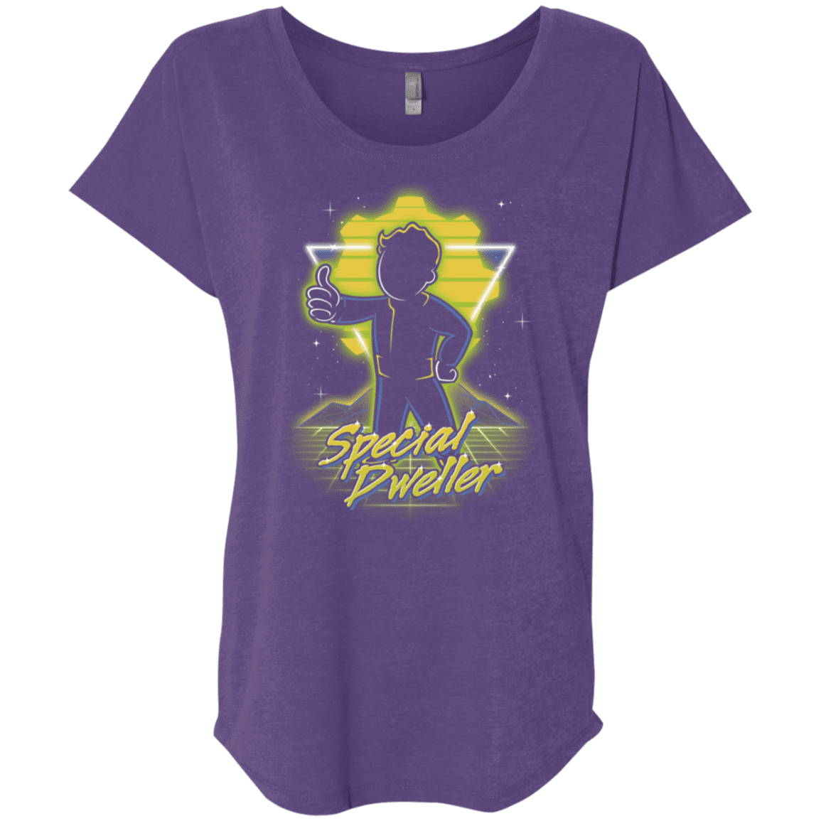 T-Shirts Purple Rush / X-Small Retro Special Dweller Triblend Dolman Sleeve