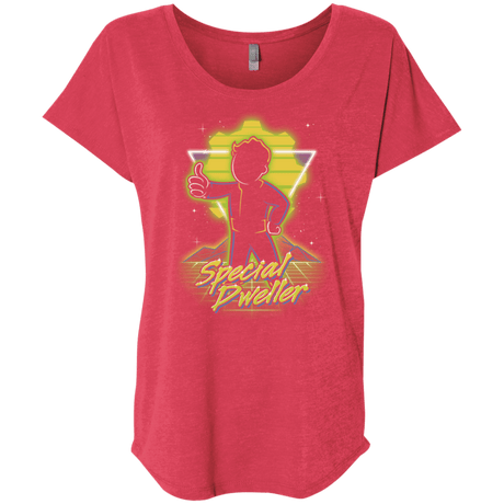 T-Shirts Vintage Red / X-Small Retro Special Dweller Triblend Dolman Sleeve