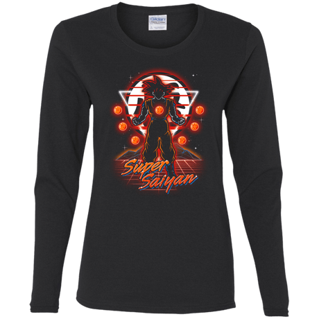 T-Shirts Black / S Retro Super Saiyan Women's Long Sleeve T-Shirt