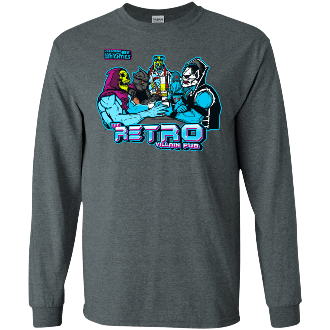 T-Shirts Dark Heather / S Retro Villain Pub Men's Long Sleeve T-Shirt