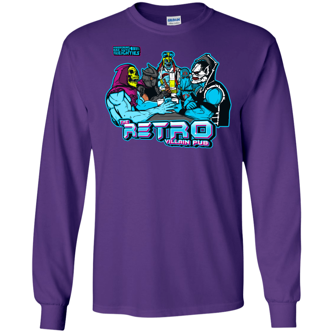 T-Shirts Purple / S Retro Villain Pub Men's Long Sleeve T-Shirt