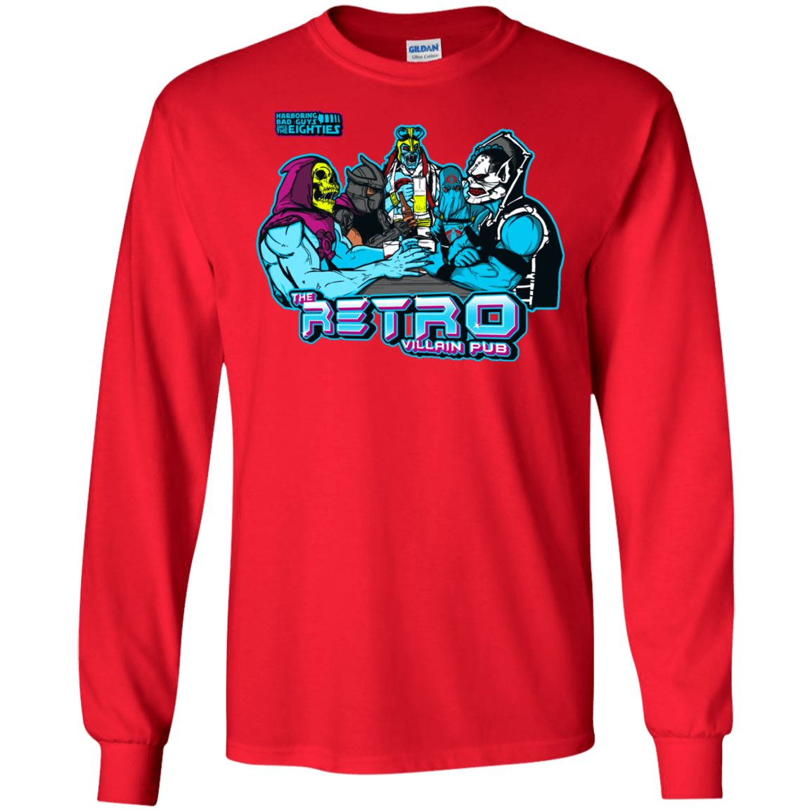 T-Shirts Red / S Retro Villain Pub Men's Long Sleeve T-Shirt