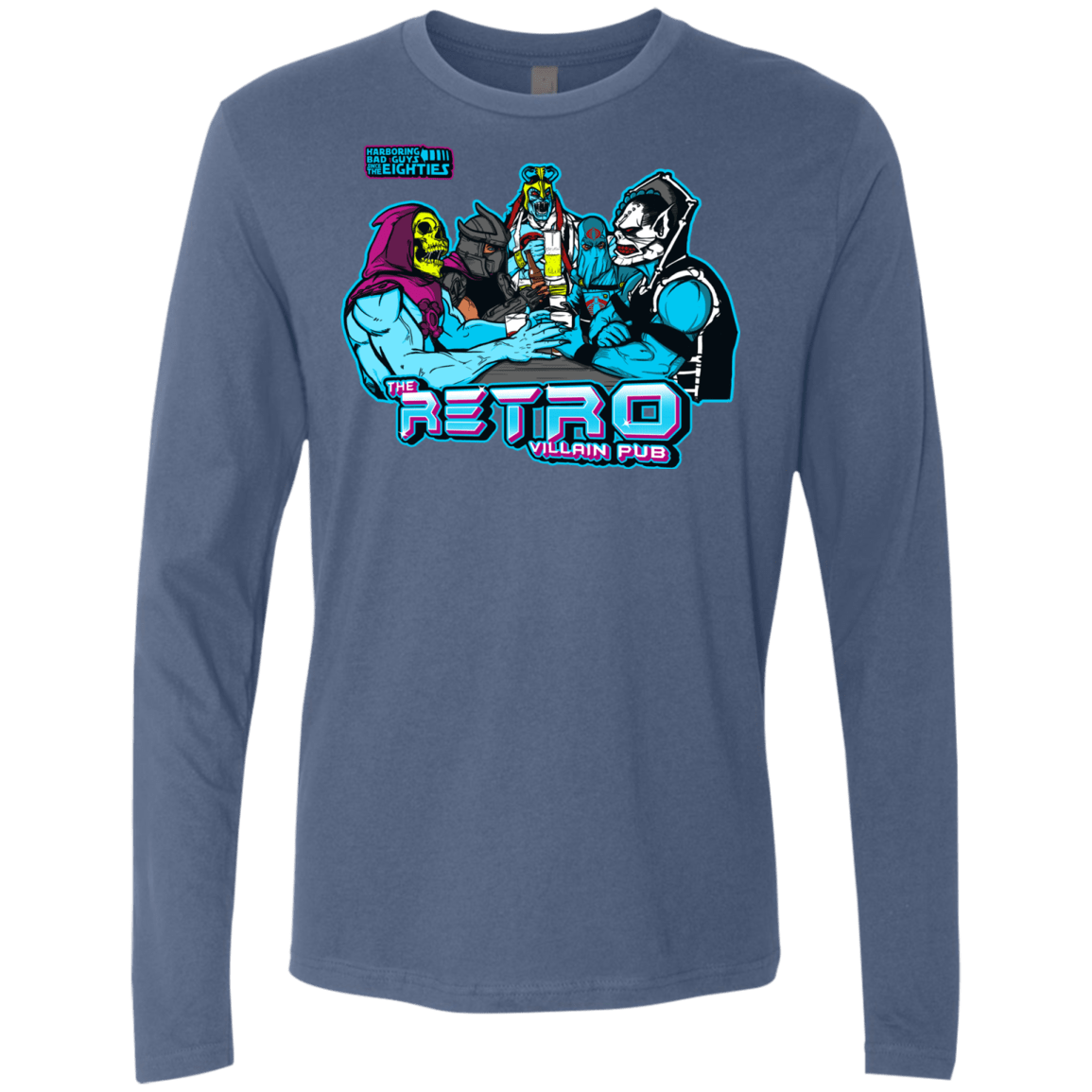 T-Shirts Indigo / S Retro Villain Pub Men's Premium Long Sleeve