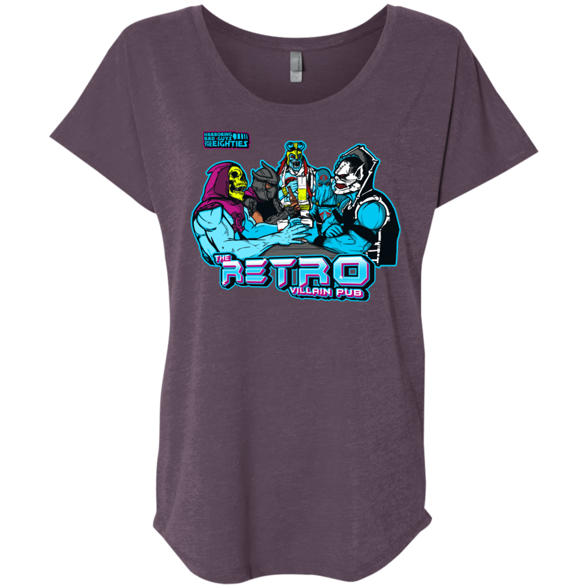 T-Shirts Vintage Purple / X-Small Retro Villain Pub Triblend Dolman Sleeve