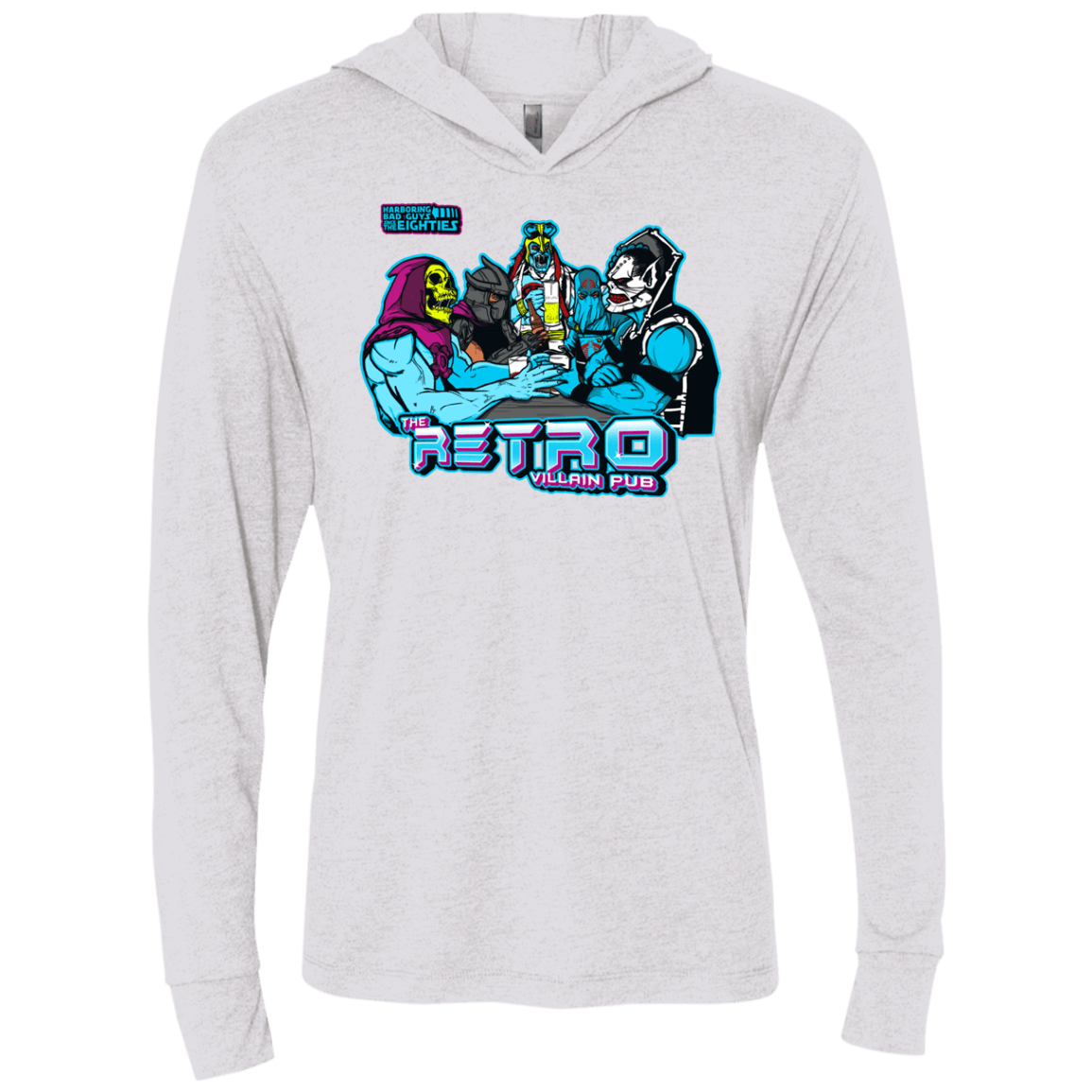 T-Shirts Heather White / X-Small Retro Villain Pub Triblend Long Sleeve Hoodie Tee