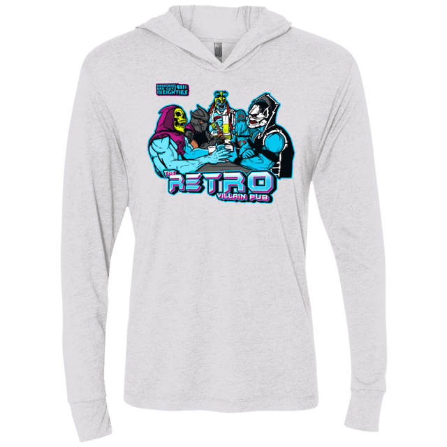 T-Shirts Heather White / X-Small Retro Villain Pub Triblend Long Sleeve Hoodie Tee