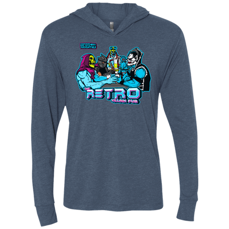 T-Shirts Indigo / X-Small Retro Villain Pub Triblend Long Sleeve Hoodie Tee