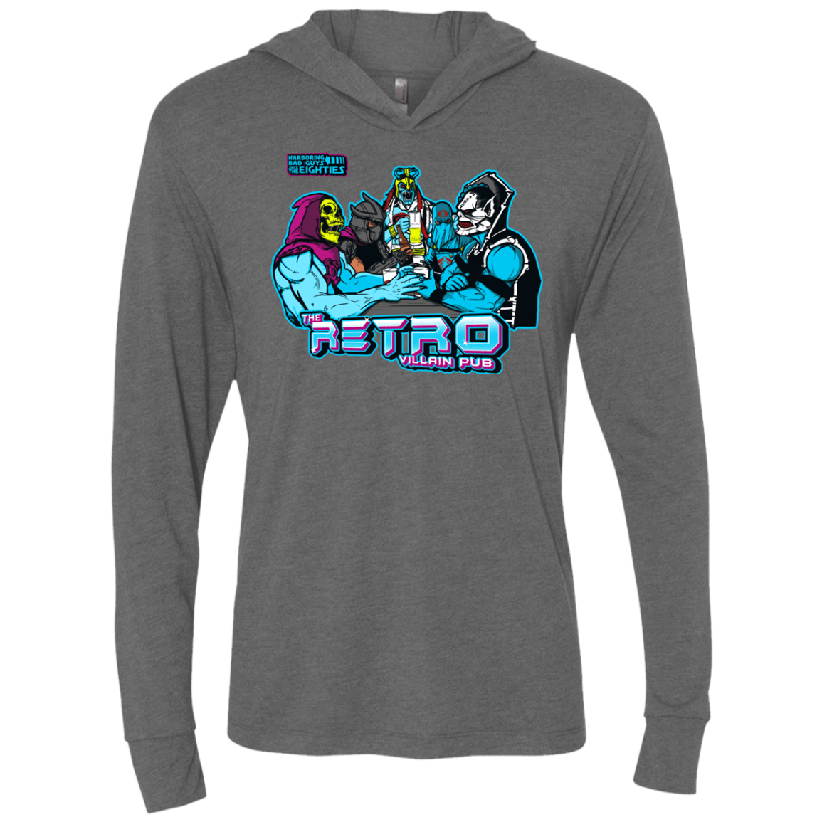 T-Shirts Premium Heather / X-Small Retro Villain Pub Triblend Long Sleeve Hoodie Tee