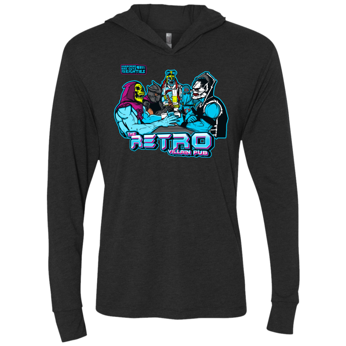 T-Shirts Vintage Black / X-Small Retro Villain Pub Triblend Long Sleeve Hoodie Tee