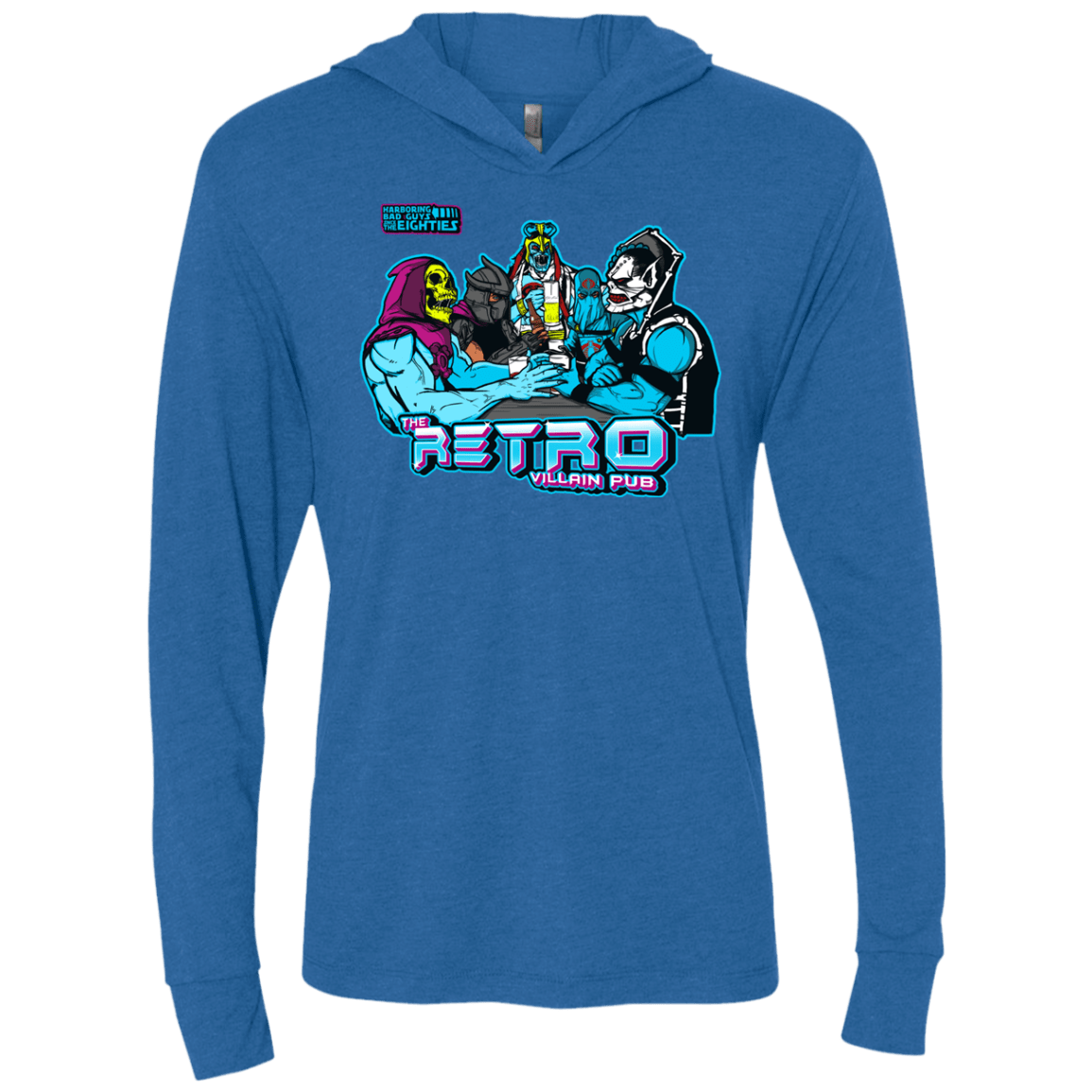 T-Shirts Vintage Royal / X-Small Retro Villain Pub Triblend Long Sleeve Hoodie Tee