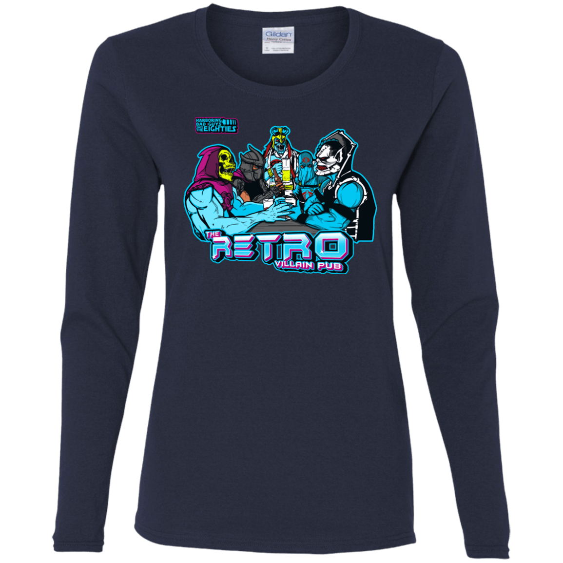 T-Shirts Navy / S Retro Villain Pub Women's Long Sleeve T-Shirt