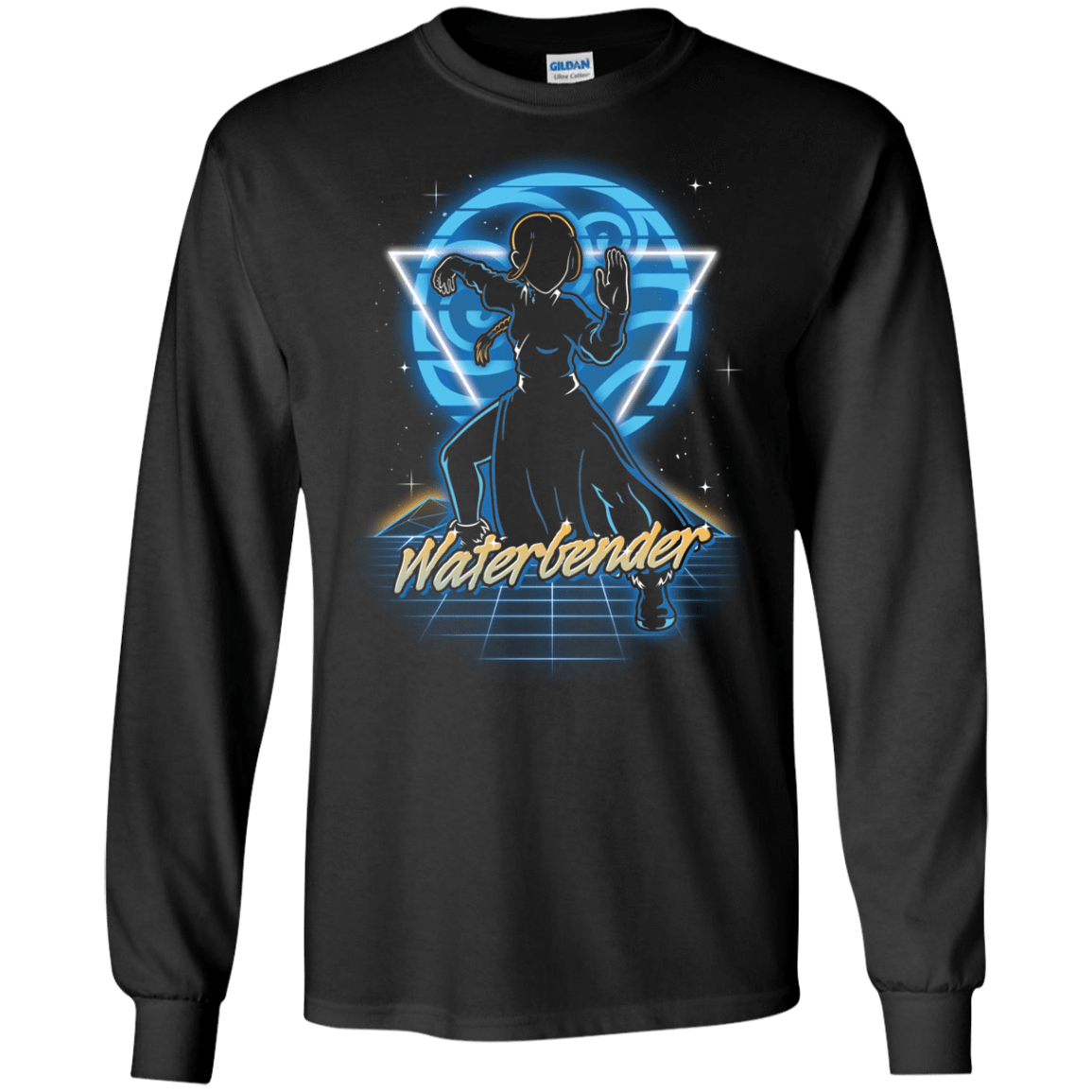 T-Shirts Black / S Retro Waterbender Men's Long Sleeve T-Shirt