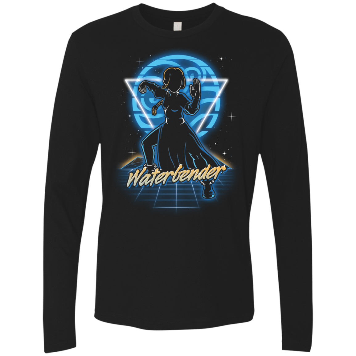 T-Shirts Black / S Retro Waterbender Men's Premium Long Sleeve