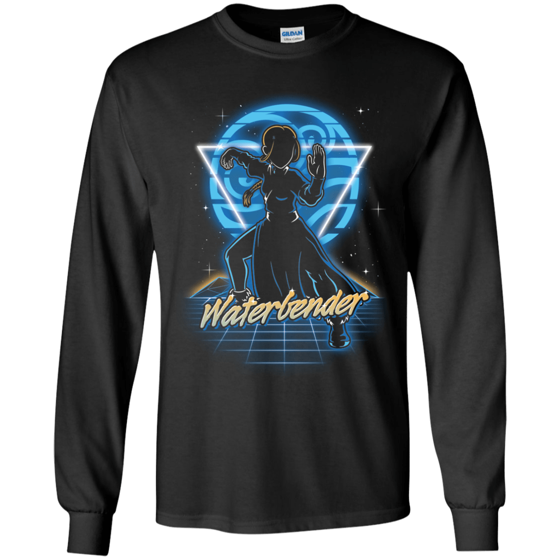 T-Shirts Black / YS Retro Waterbender Youth Long Sleeve T-Shirt