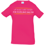 T-Shirts Hot Pink / 6 Months Reviewing Code For Food And Shelter Infant Premium T-Shirt