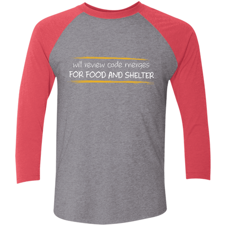 T-Shirts Premium Heather/ Vintage Red / X-Small Reviewing Code For Food And Shelter Men's Triblend 3/4 Sleeve