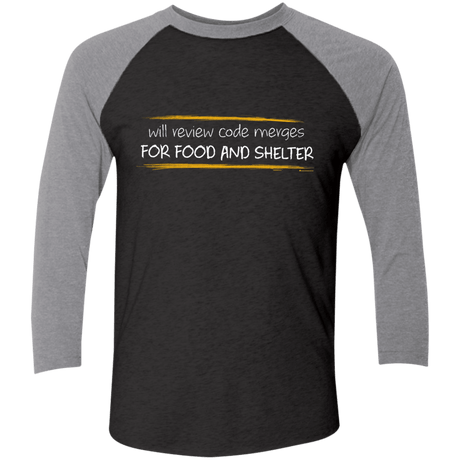 T-Shirts Vintage Black/Premium Heather / X-Small Reviewing Code For Food And Shelter Men's Triblend 3/4 Sleeve