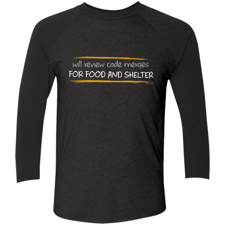 T-Shirts Vintage Black/Vintage Black / X-Small Reviewing Code For Food And Shelter Men's Triblend 3/4 Sleeve