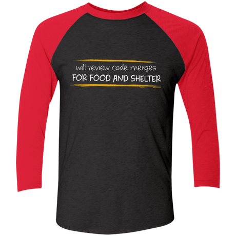 T-Shirts Vintage Black/Vintage Red / X-Small Reviewing Code For Food And Shelter Men's Triblend 3/4 Sleeve