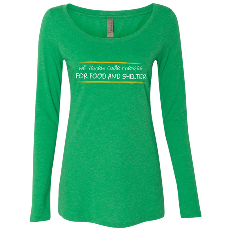T-Shirts Envy / Small Reviewing Code For Food And Shelter Women's Triblend Long Sleeve Shirt