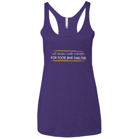 T-Shirts Purple Rush / X-Small Reviewing Code For Food And Shelter Women's Triblend Racerback Tank