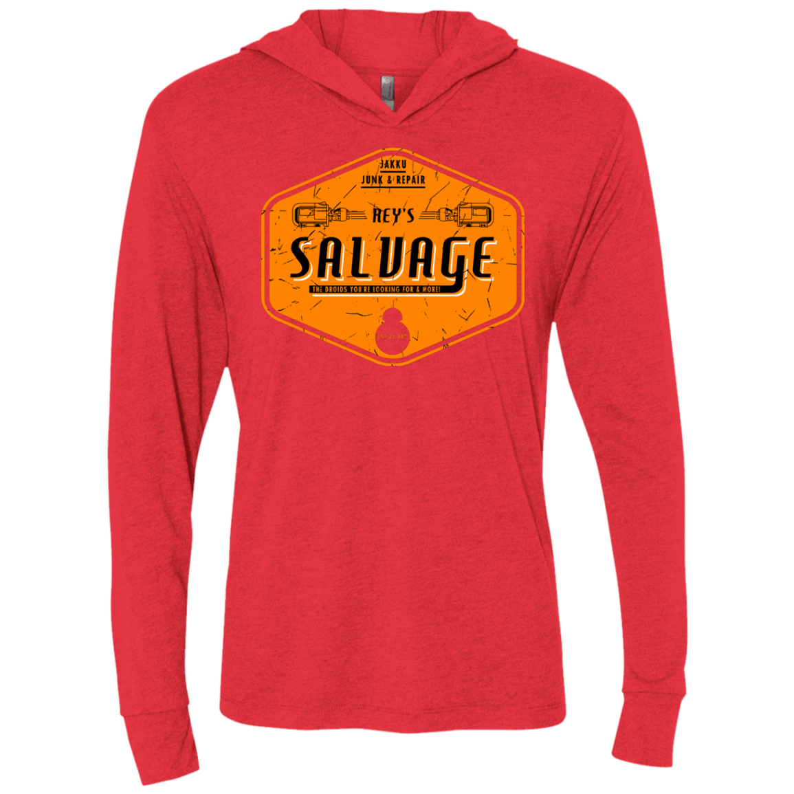 T-Shirts Vintage Red / X-Small Reys Salvage Triblend Long Sleeve Hoodie Tee