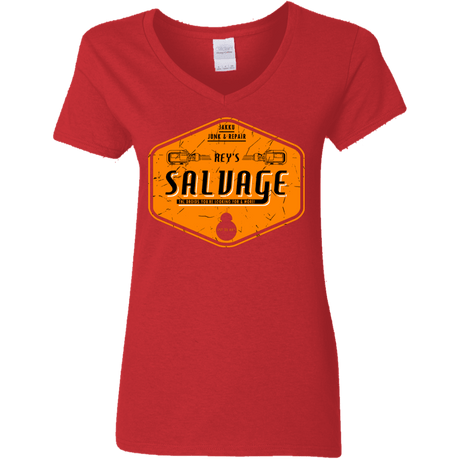 T-Shirts Red / S Reys Salvage Women's V-Neck T-Shirt