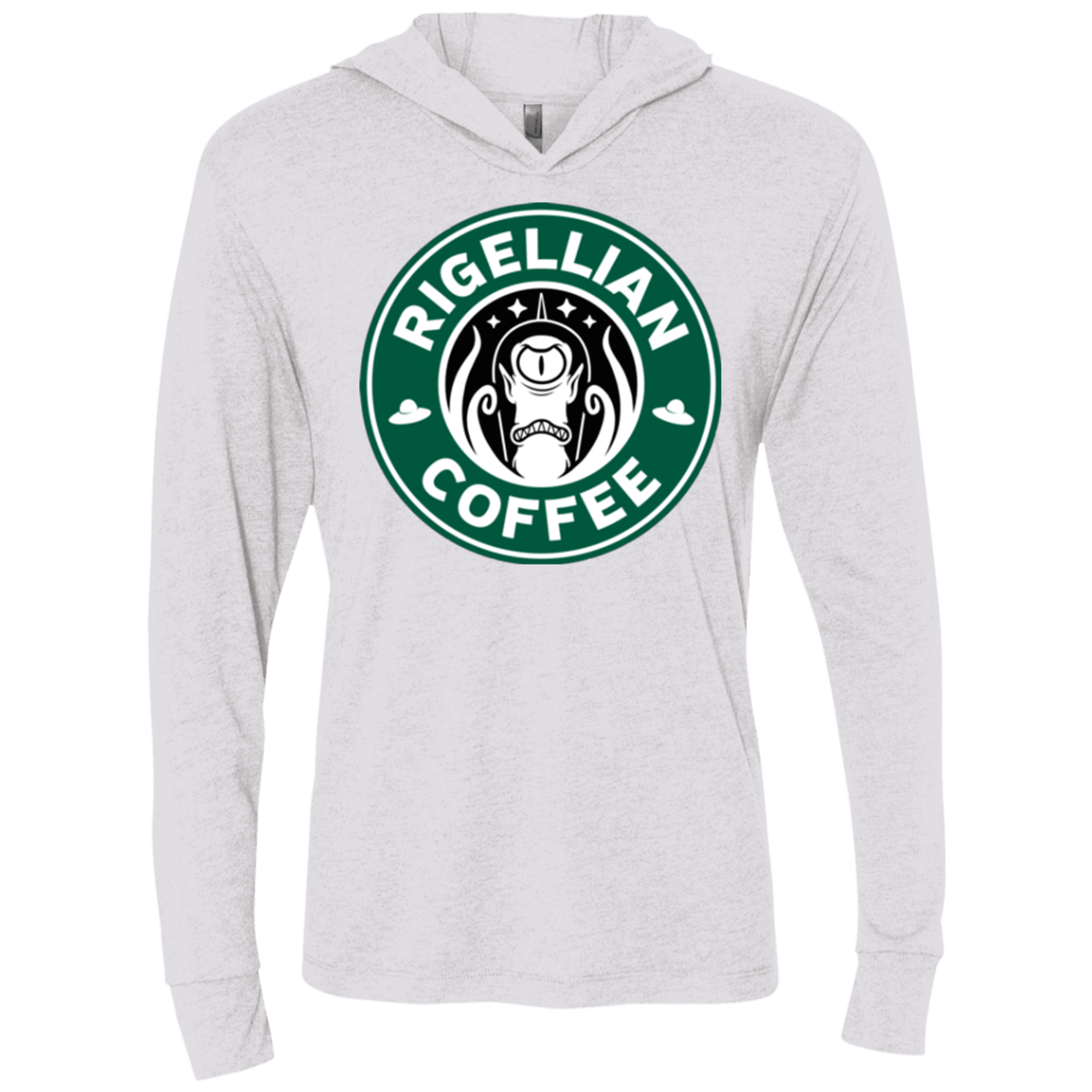 T-Shirts Heather White / X-Small Rigellian Coffee Triblend Long Sleeve Hoodie Tee