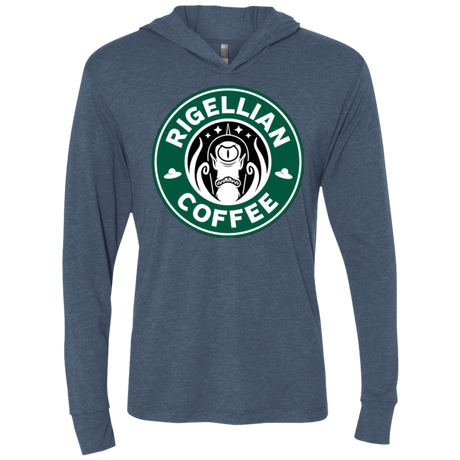 T-Shirts Indigo / X-Small Rigellian Coffee Triblend Long Sleeve Hoodie Tee