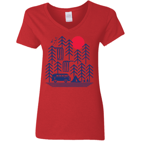 T-Shirts Red / S Road Trip Days Women's V-Neck T-Shirt