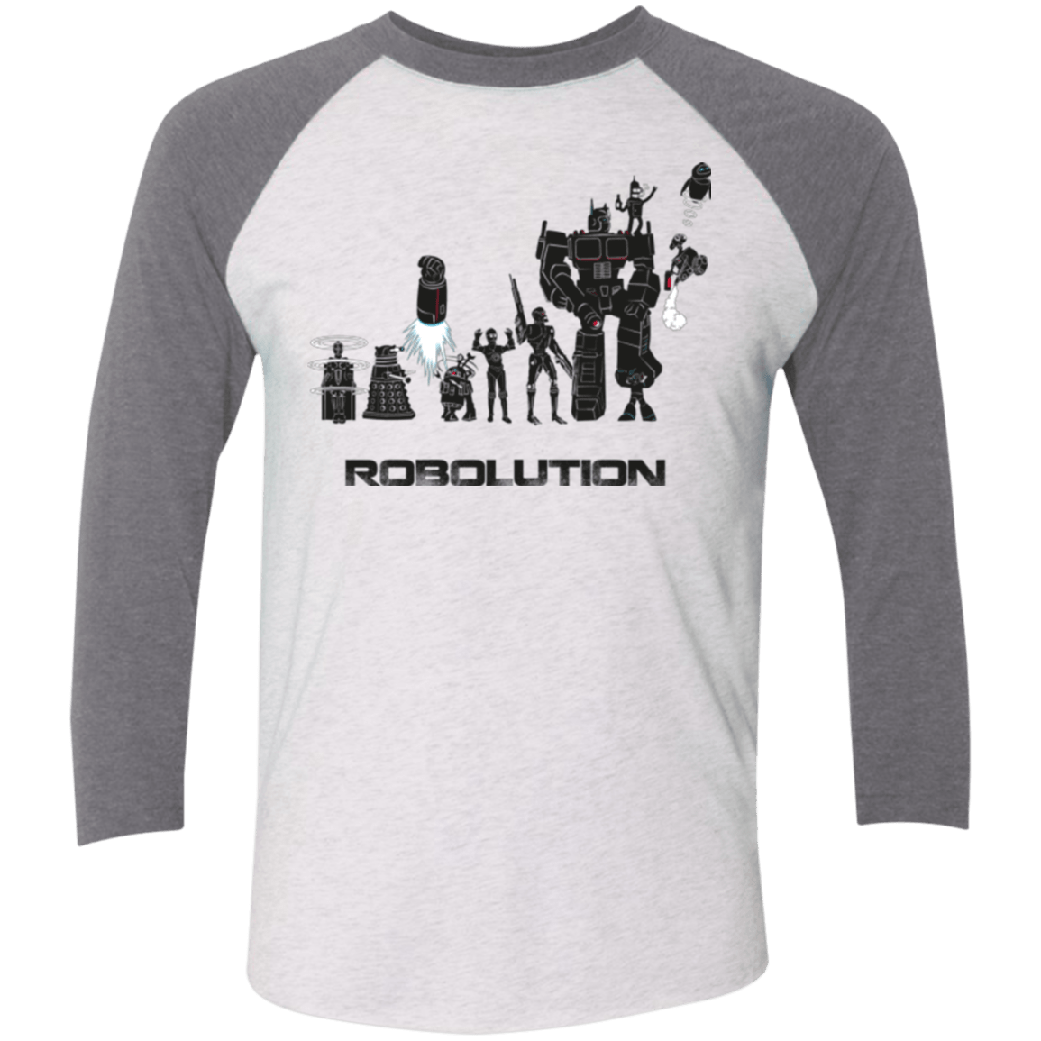 T-Shirts Heather White/Premium Heather / X-Small Robolution Men's Triblend 3/4 Sleeve
