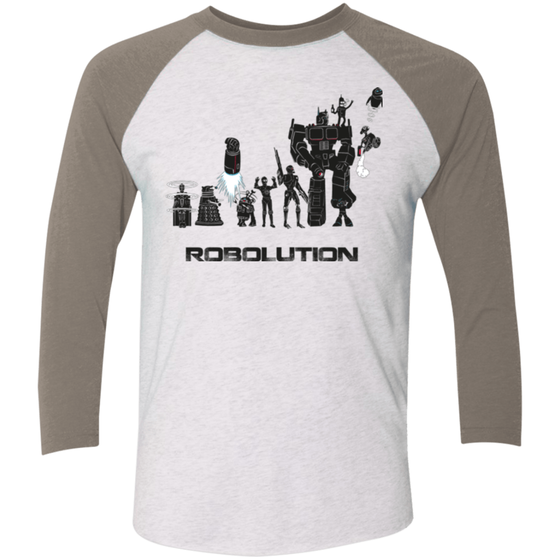 T-Shirts Heather White/Vintage Grey / X-Small Robolution Men's Triblend 3/4 Sleeve