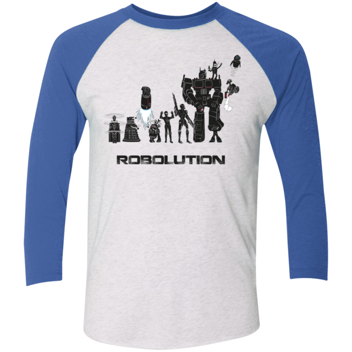 T-Shirts Heather White/Vintage Royal / X-Small Robolution Men's Triblend 3/4 Sleeve