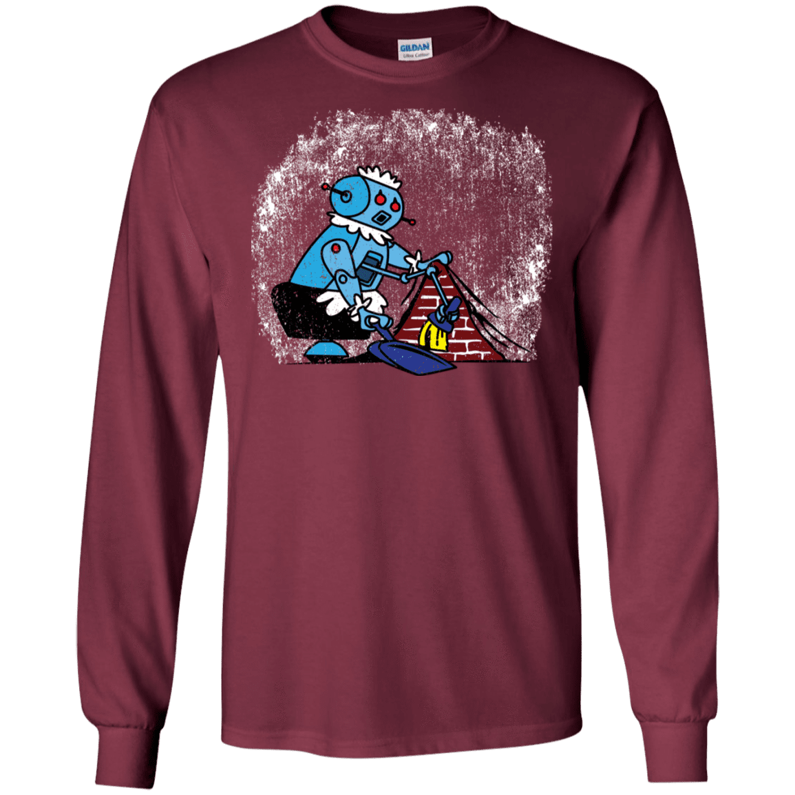 T-Shirts Maroon / S Robot Cleaner Men's Long Sleeve T-Shirt